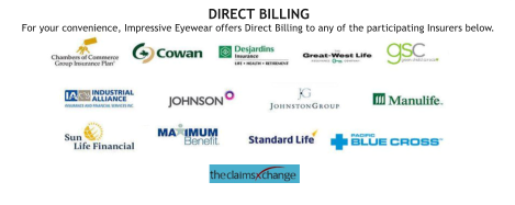 DIRECT BILLING  For your convenience, Impressive Eyewear offers Direct Billing to any of the participating Insurers below. DIRECT BILLING  For your convenience, Impressive Eyewear offers Direct Billing to any of the participating Insurers below.